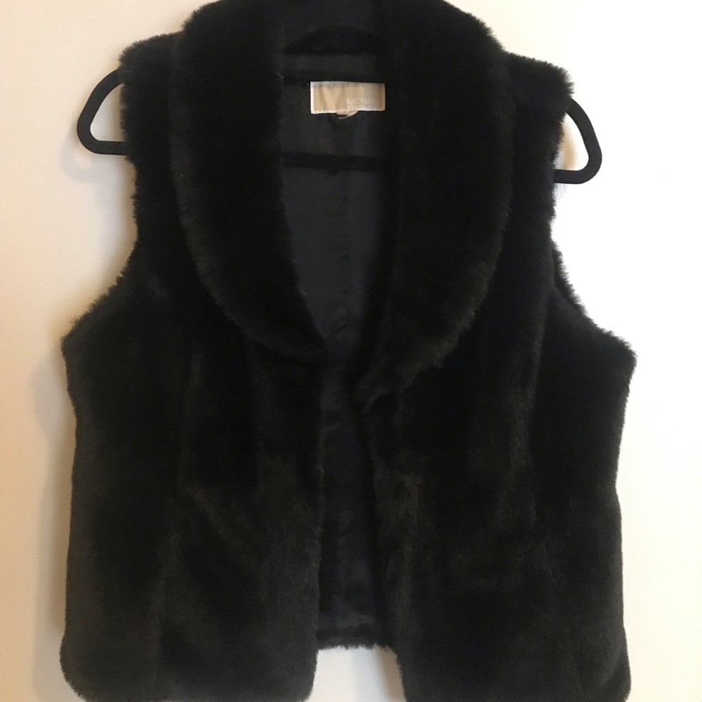 Black Michael Kors faux fur vest